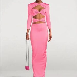 BRONX AND BANCO Daphne Cut-Out Satin Maxi Dress